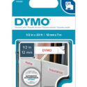 Cinta Dymo D1 en plástico de 12mm x 7m Blanco/Roja